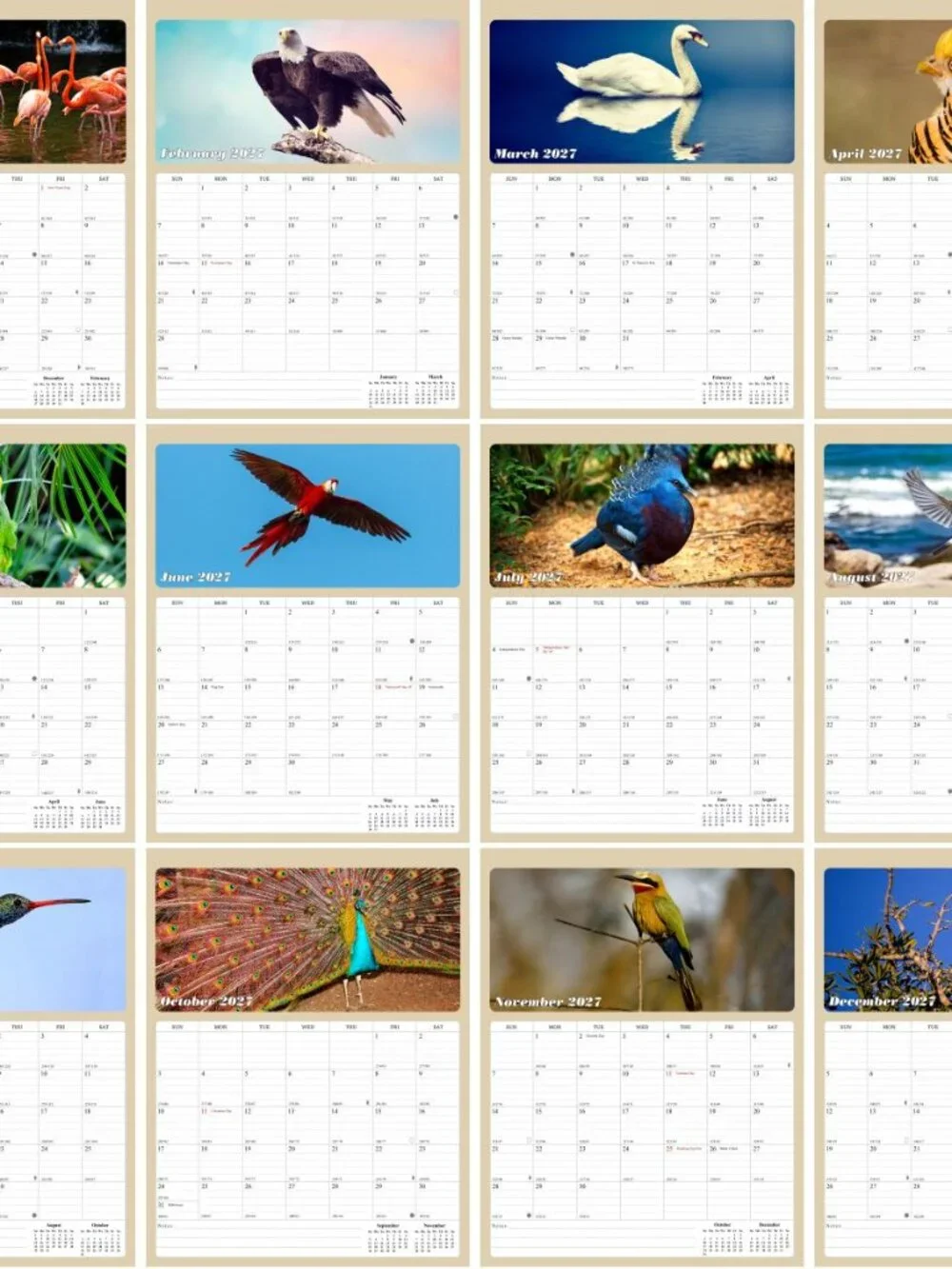 2027 Calendar Magnetic Peel & Stick 12 Months 8.5